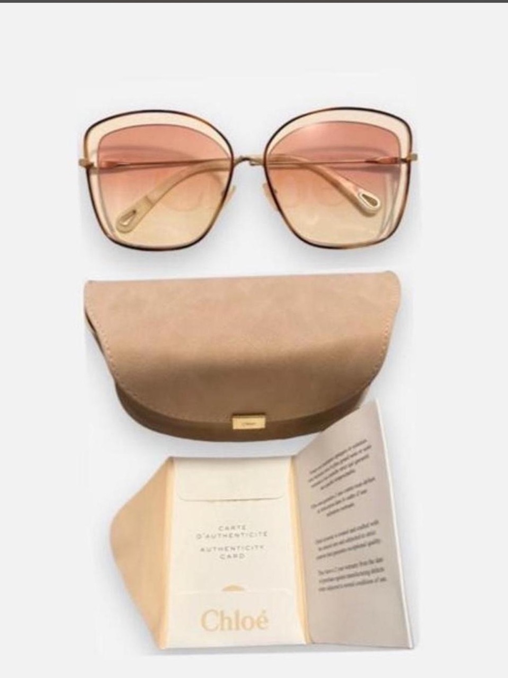 Authentic Chloé CE133S Poppy Cutout Square oversized sunglasses